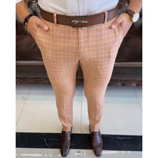 İtalyan stil slim fit erkek kumaş pantolon Turuncu T7750