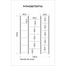 Mobitopya Çevir Kur 140 cm Atlantik Çam Kitaplık