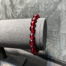 Amber By Mazukna Sertifikalı Karayip Damla Kehribar Bileklik, Yetişkin Serbest Kesim Kırmızı Renk Takı, Esnek Misina