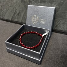 Amber By Mazukna Sertifikalı Karayip Damla Kehribar Bileklik, Yetişkin Serbest Kesim Kırmızı Renk Takı, Esnek Misina