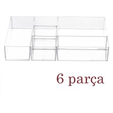 Porsima G-216 Sabrina 6'lı Set Modüler Çekmece Içi Düzenleyici Organizer - Banyo Makyaj ve Takı Düzenleme Seti