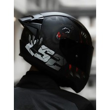 Ls2 Rapıd 2 Race Clawn Mat Siyah-Kırmızı Kask (Siyah+Şeffaf Cam+Spoıler )