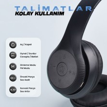 Canpay Yüksek Bass ve Güçlü Ses Kalitesi Suni Deri Kulak Pedli Kafa Kulak Üstü Kablosuz Bluetooth Kulaklık