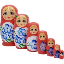 Ahşap Matruşka Bebek Yedili Set Kırmızı