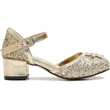 Baby D'S Elsa Topuklu Ayakkabı Taşlı Altın 29