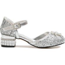 Baby D'S Elsa Topuklu Ayakkabı Taşlı Gümüş 28
