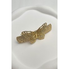 Modex Altın Rengi Kelebek Figürlü Otomatik Toka (Ölçü:8 Cm)
