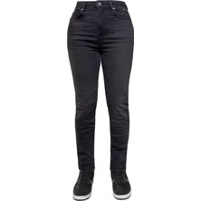 The Biker Jeans Lucy Black Korumalı Motosiklet Kot Pantolonu Kadın
