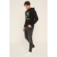 Jack & Jones Logo Baskılı Kapüşonlu Sweatshirt - Round
