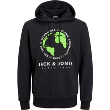 Jack & Jones Logo Baskılı Kapüşonlu Sweatshirt - Round