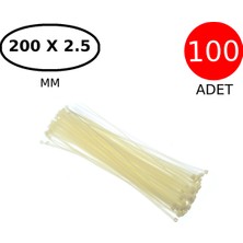 Tek-İş Kablo Bağı Cırt Kelepçe 200 mm x 2.5 mm Beyaz 100 Adet