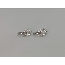 DC Gümüş Zirkon Taşlı Yıldız 925 Ayar 18 mm Halka Gümüş Küpe