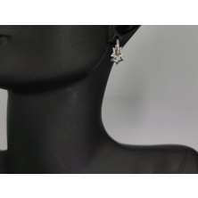 DC Gümüş Zirkon Taşlı Yıldız 925 Ayar 18 mm Halka Gümüş Küpe