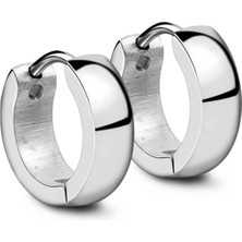 Desingshop Geniş Erkek Çelik Küpe Çifti Gümüş Renk 6mm
