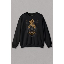 So Cool Unisex Sweatshirt Mask Hannya Demon Maske Japonca Japanese Baskılı Sweat