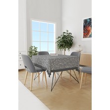 Gri Ağaç Dalları Desenli Süet Dertsiz Masa Örtüsü