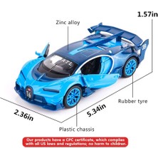 Aqqogib Saytay Bugatti Vision Gt Supercar 1/32 Çinko Alaşımı Döküm Geri Çekin Araba Modeli Oyuncak Ses ve Işık Erkek Kız Için Hediye (Mavi) ST-001 (Yurt Dışından)