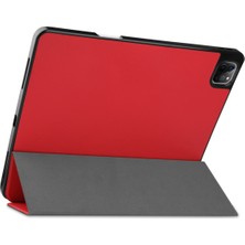 Aqqogib 2021 5. Nesil iPad Pro 12.9" Kılıf, Otomatik Uyandırma/uyku Kapağı, Kalem Tutuculu Kapak, Ince Yumuşak Tpu Arka Akıllı Üç Katlı Stand (Kırmızı) (Yurt Dışından)