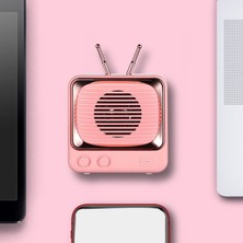 Aqqogib Pembe Retro Taşınabilir Kablosuz Bluetooth Hoparlör Yaratıcı Hediye Sevimli Tv Mini Bluetooth Hoparlör (Yurt Dışından)