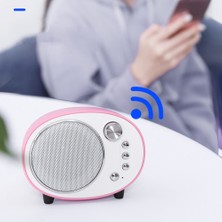 Aqqogib Pembe Retro Hoparlör Kablosuz Mini Taşınabilir Hoparlör Şarj Edilebilir Fm Radyo Stereo Surround Subwoofer Desteği Tf Kart (Yurt Dışından)