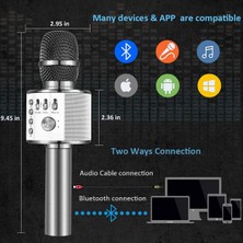 Aqqogib Kablosuz Bluetooth Karaoke Mikrofonu, Tüm Akıllı Telefonlar Için 3'ü 1 Arada Taşınabilir El Mikrofonu Hoparlör Makinesi, Her Yaştan Kız Erkek Çocuk Yetişkinler Için Hediye (Uzay Grisi) (Yurt Dışından)