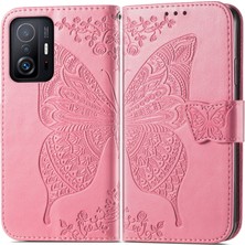 4U Sky Baskı Kelebek Çiçek Desen Cüzdan Stand Telefon Kılıfı Xiaomi 11T/11T Pro-Pink Için (Yurt Dışından)