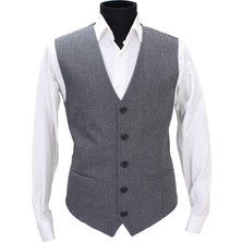 Mentor Regalo Erkek Yelek V Yaka Gri Balıksırtı 5-50460