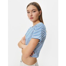 Koton Crop Tişört Slim Fit Ribanalı Kısa Kollu Bisiklet Yaka