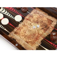Hediye Sandalı Dünya Haritası Tavla Takımı Ahşap Tavla Takımı