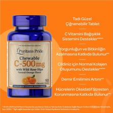 Puritan's Pride Vitamin C 500 Mg With Rose Hips 90 Çiğnenebilir Tablet