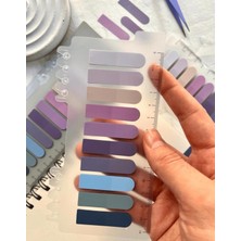 Kağıt Gemi Dükkan 10 Renkli Cetvelli Mor ve Mavi Tonları Oval Şeffaf Pet Indeks / Index Sticker / Sticky Note