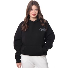 Coredra People Oversize Hoodie Kadın - Siyah