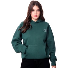 Coredra People Oversize Hoodie Kadın - Yeşil