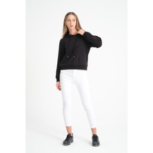 Cool Hill Siyah Kanguru Cepli Kadın Kapüşonlu Sweatshirt