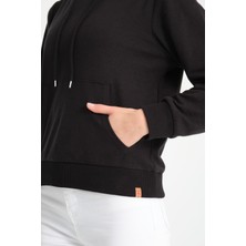 Cool Hill Siyah Kanguru Cepli Kadın Kapüşonlu Sweatshirt