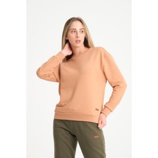 COOLHILL Açık Kahverengi Bisiklet Yaka Kadın Sweatshirt