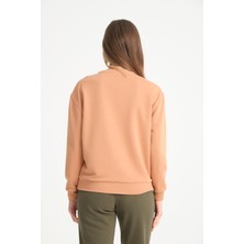 COOLHILL Açık Kahverengi Bisiklet Yaka Kadın Sweatshirt
