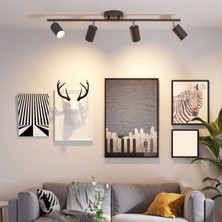 Rsylight Retro SIYAH180 Derece Hareketli Modern Spor 4 Lü LED Spot Avize Beyaz Ampullü