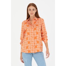 U.S. Polo Assn. Kadın Kiremit Gömlek Desenli 50264437-VR031