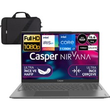 Casper Casper nirvana Intel Core I7-11390H 16 GB Ram 512GB SSD Freedos X600.139H-16-512 Taşınabilir Bilgisayar + Çanta Hediyeli