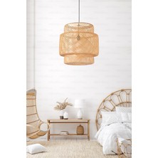 Sinnerlig Bambu Avize 50cm- İskandinav, Modern, Bohem, Rattan Avize, Aydınlatma