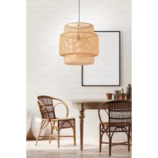 Sinnerlig Bambu Avize 50cm- İskandinav, Modern, Bohem, Rattan Avize, Aydınlatma