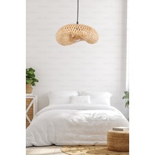 Naturel Home Bambu Elips Sarkıt Avize Lamba 42CM - Iskandinav, Modern, Bohem, Rattan Aydınlatma