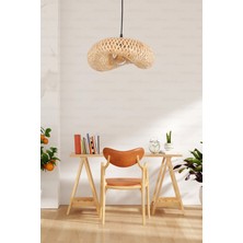 Naturel Home Bambu Elips Sarkıt Avize Lamba 42CM - Iskandinav, Modern, Bohem, Rattan Aydınlatma