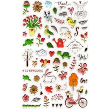 Limmy Sticker Kabartmalı Stiker Defter, Planlayıcı Etiket (LXK-014) - 22X14 cm - Bisiklet Renkli Kuşlar
