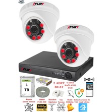 Fury 2 Kameralı 5mp 3.6mm Lens 2mp Görüntü 6 Atom LED Gece Görüşlü Fullhd Güvenlik Kamerası 1412A 1 Tb