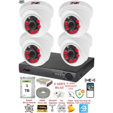 Fury 4 Kameralı 5mp 3.6mm Lens 2mp Görüntü 6 Atom LED Gece Görüşlü Fullhd Güvenlik Kamerası 1412A 1tb
