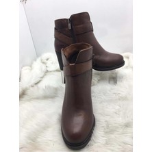 Burç Acı Kahve Gerçek Deri Fermuarlı Topuklu Kadın Bot (B15A) - Siyah - 39 - ST01457-SİYAH-39