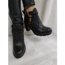 Çiğdem Kundura Çiğdem Gerçek Deri Siyah Bilek Boy Bot (B5) - Siyah - 39 - ST01436-SİYAH-39