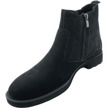 Çiğdem - Süet Yandan Lastikli ve Fermuarlı Erkek Bot - Siyah - 41